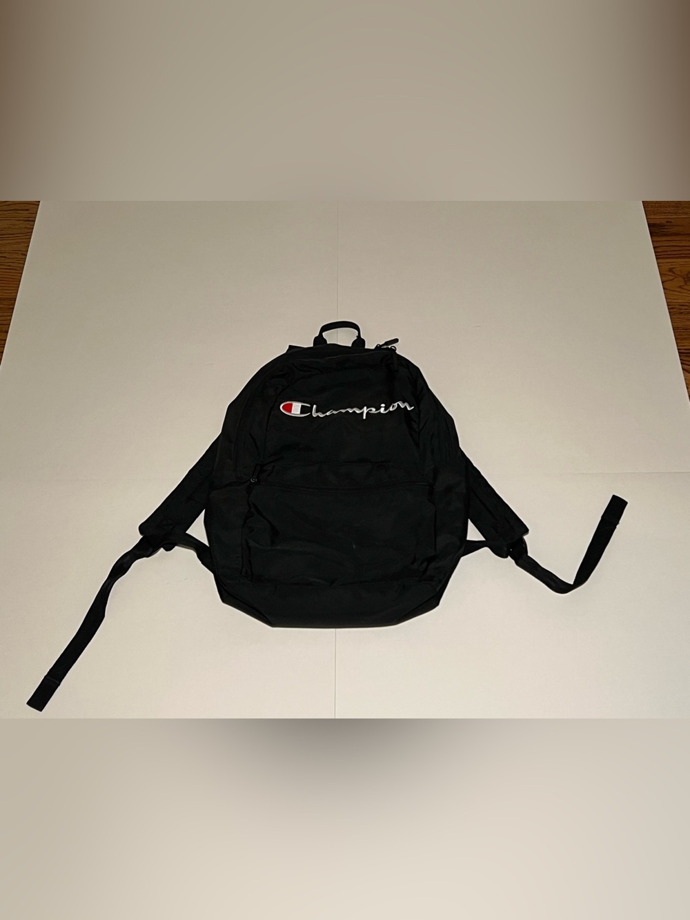 Champion Black Backpack with Red & White Logo